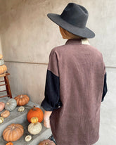 Lisha Cotton Colorblock Corduroy Shacket Ins Street